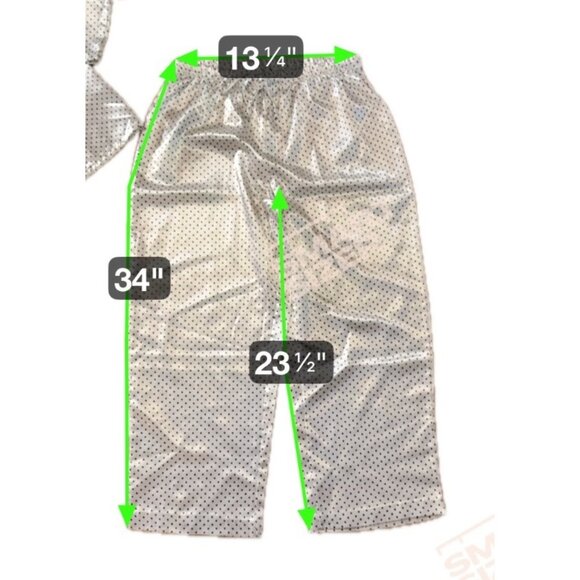 Vanity Fair Pajama Set Womens Satiny Polka Dot White Black Pink Trim Med (10-12) - Picture 11 of 12